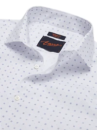 Skinny Fit Tonal Squares Dress Shirt