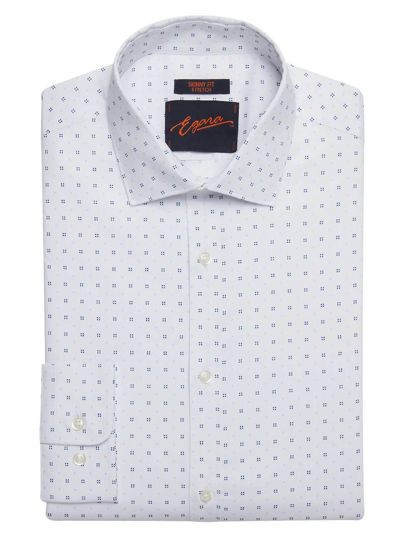 Skinny Fit Tonal Squares Dress Shirt