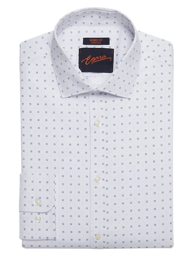 Skinny Fit Tonal Squares Dress Shirt