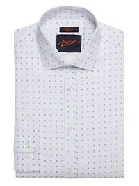 Skinny Fit Tonal Squares Dress Shirt