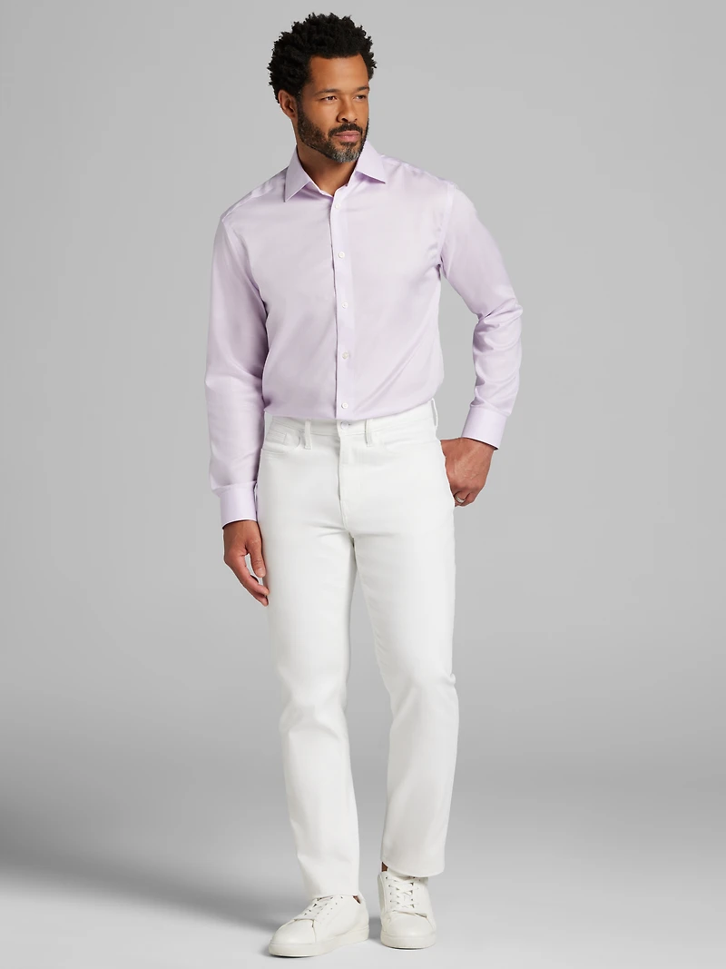 Classic Fit 100% Cotton Mini Grid Dress Shirt