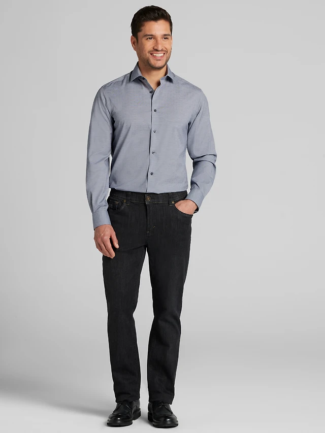 kenneth cole awearness dress shirt Awearness Kenneth Cole Mens Slim Fit Stretch Dress Shirt in Navy Blue  Long Sleeve Performance Button-Down, Size 15 34/35