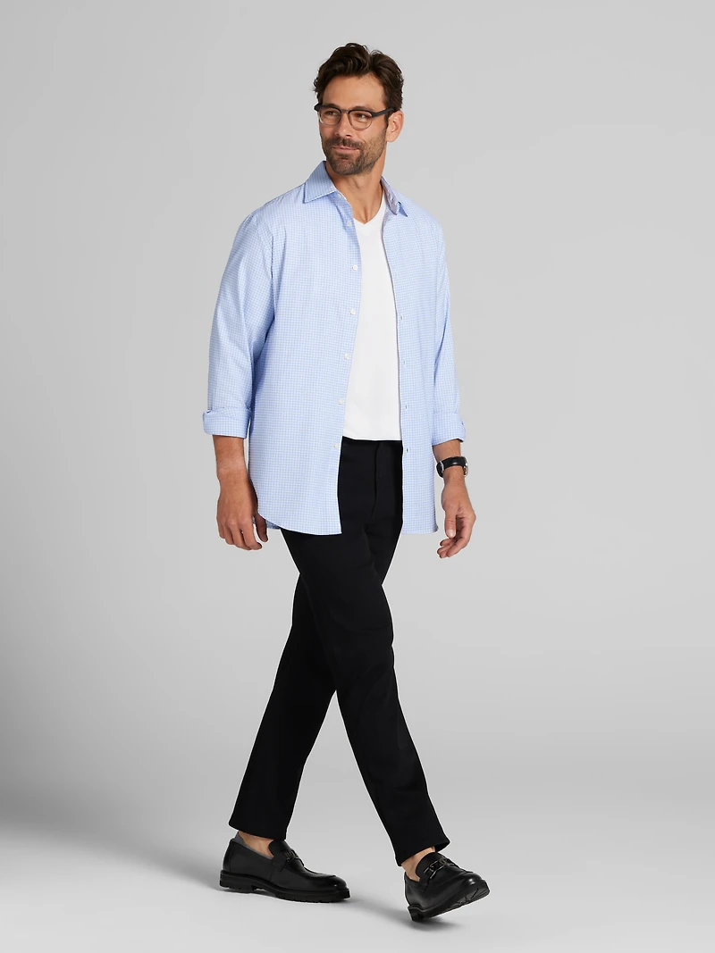 Modern Fit Performance Small Plaid Dress Shirt