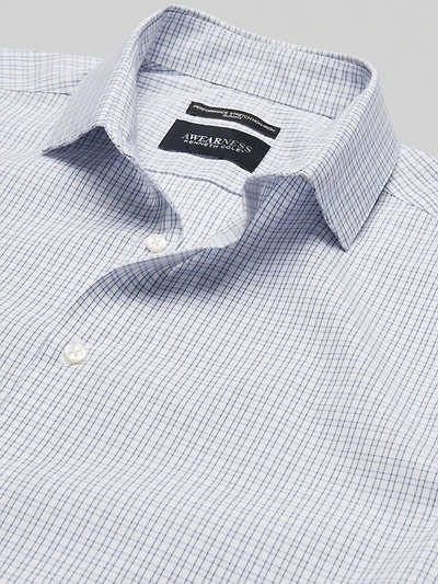 Slim Fit Ultra Performance Stretch Mini Plaid Dress Shirt