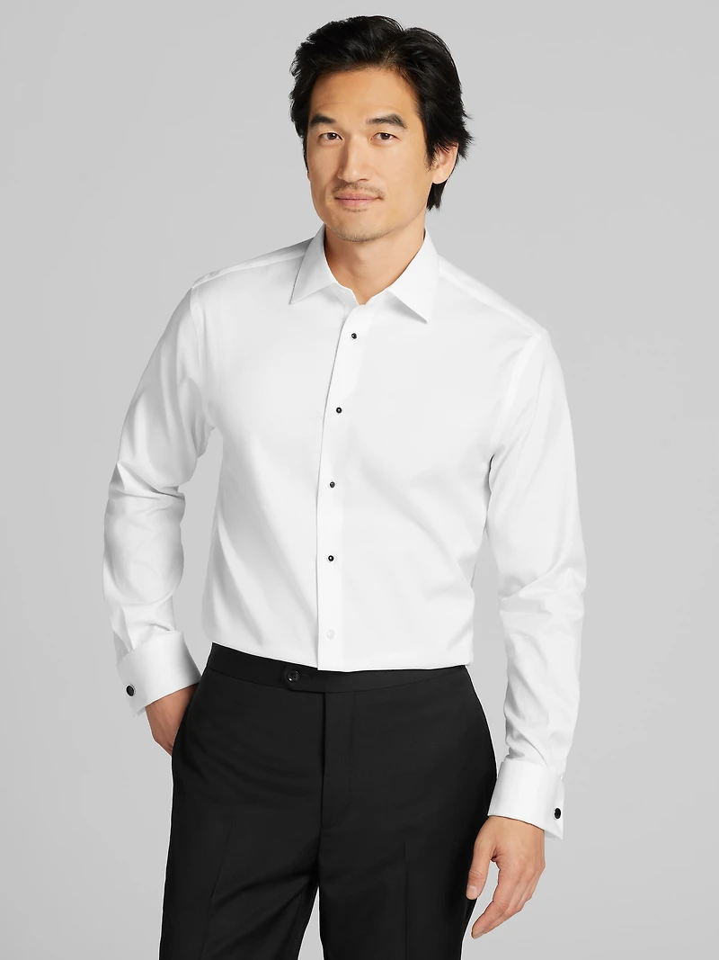 Slim Fit French Cuff Twill Formal Dress Shirt