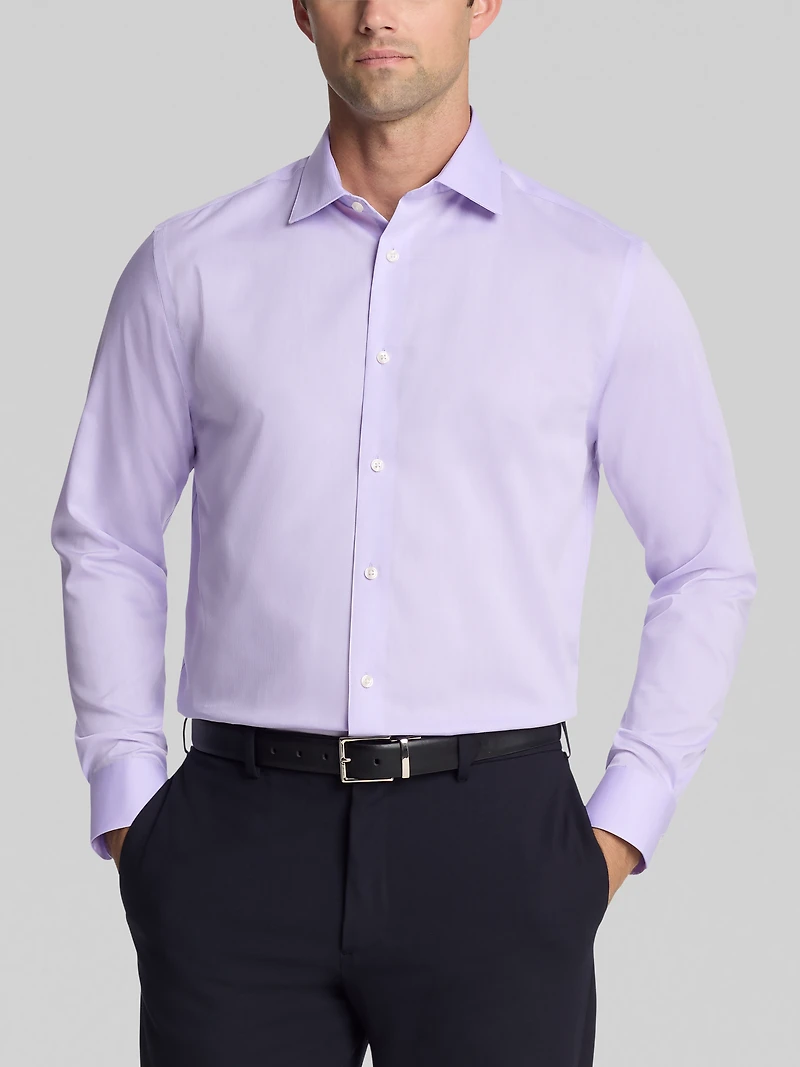 Classic Fit 100% Cotton Herringbone Dress Shirt