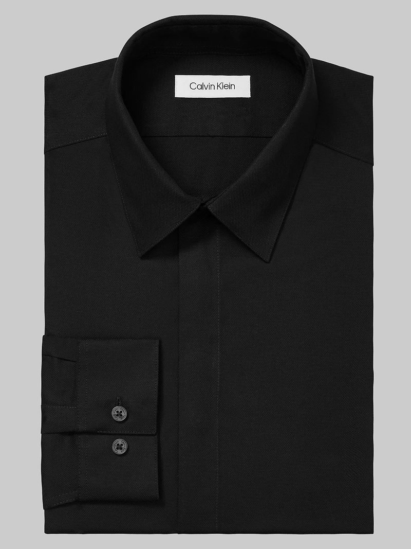 Slim Fit Covered Placket Formal Shirt