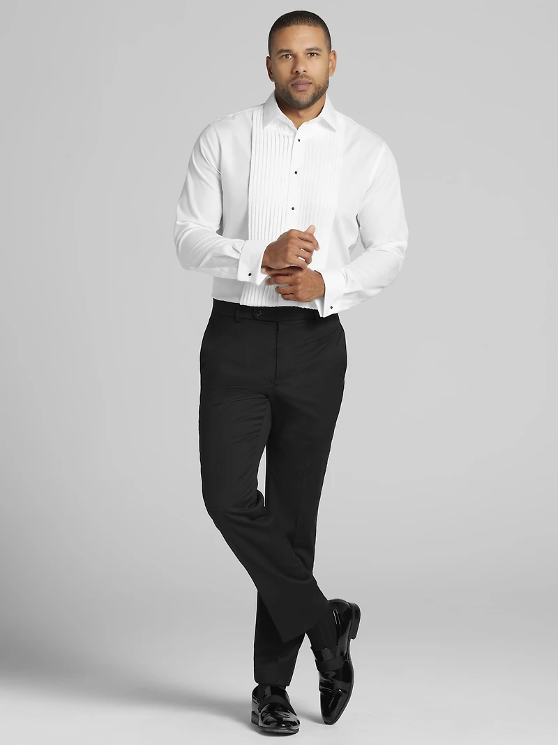 Modern Fit Pleated Front Formal Dress Shirt