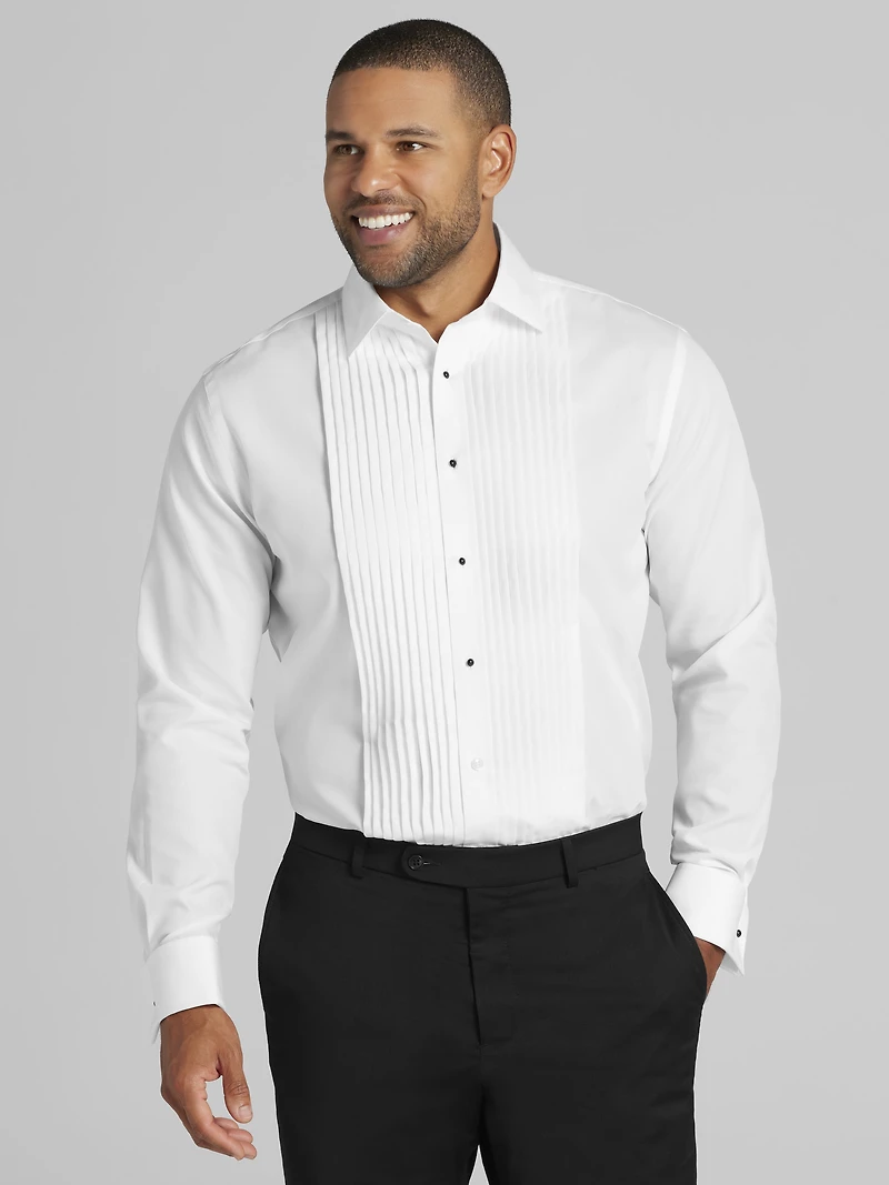 Modern Fit Pleated Front Formal Dress Shirt