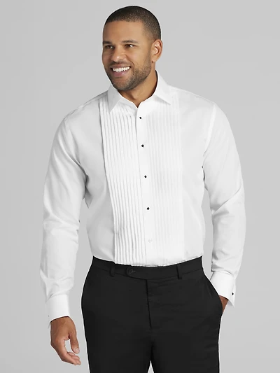 Modern Fit Pleated Front Formal Dress Shirt