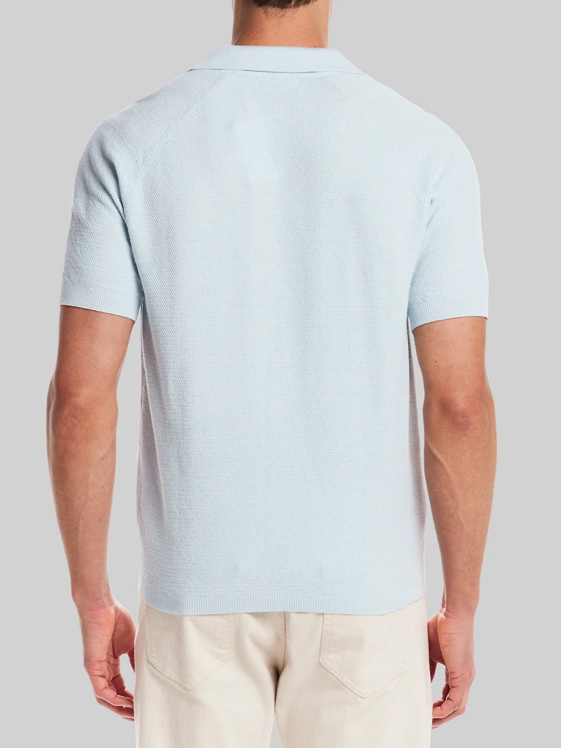 Classic Fit Mixed Knit Johnny Collar Sweater