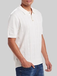 Classic Fit Pointelle Polo Sweater