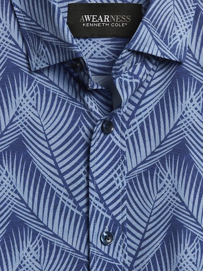 Slim Fit 4-Way Stretch Large Fern Button Up Shirt