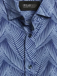 Slim Fit 4-Way Stretch Large Fern Button Up Shirt