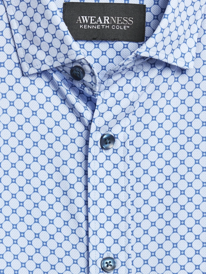 Slim Fit 4-Way Stretch Circle Tile Button Up Shirt