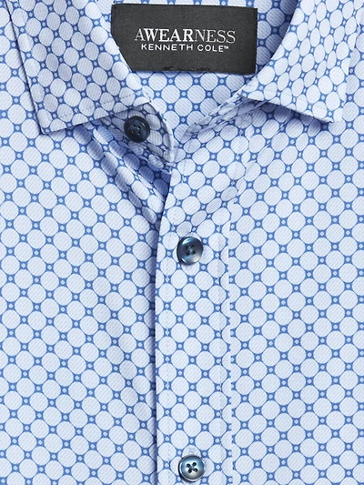Slim Fit 4-Way Stretch Circle Tile Button Up Shirt