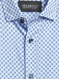 Slim Fit 4-Way Stretch Circle Tile Button Up Shirt