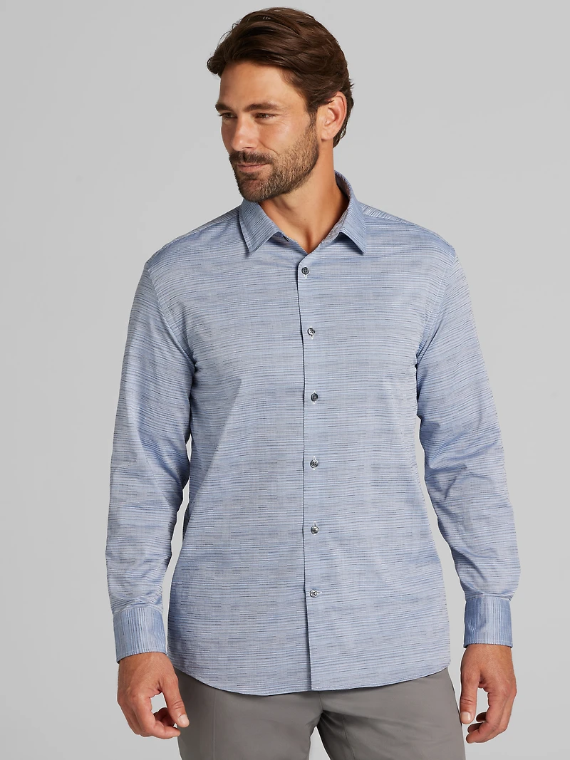 Slim Fit Spread Collar Button Up Shirt