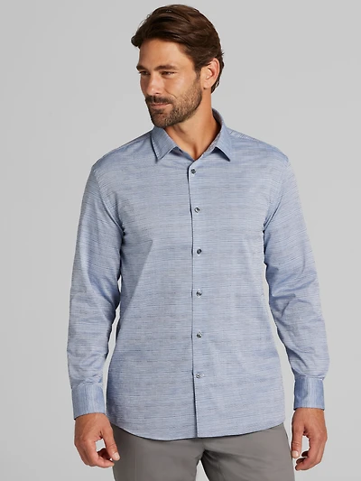 Slim Fit Spread Collar Button Up Shirt
