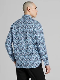 Modern Fit Painted Abstract Floral Button Up Shirt