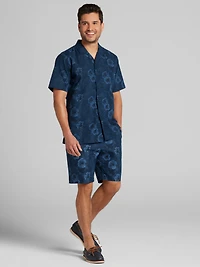 Modern Fit Hibiscus Linen Blend Camp Shirt