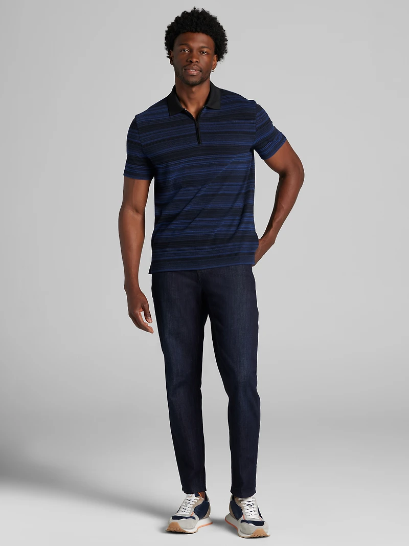 Slim Fit Space Dye Stripe Polo