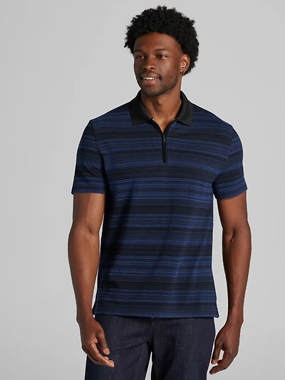 Slim Fit Space Dye Stripe Polo