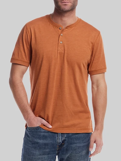 Classic Fit Short Sleeve Sueded Jersey Henley