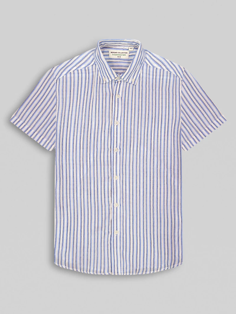 Modern Fit Short Sleeve Cotton Button Up Shirt
