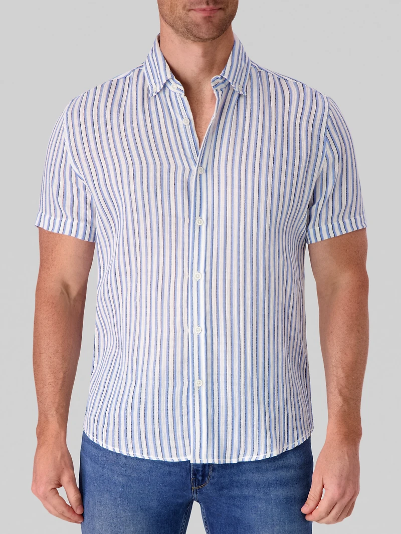 Modern Fit Short Sleeve Cotton Button Up Shirt