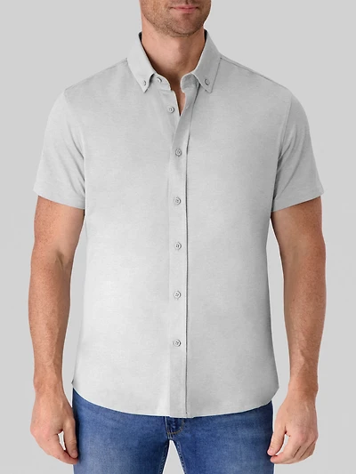 Modern Fit Pique Melange Knit Button Up Shirt