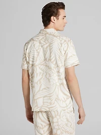 Slim Fit Short Sleeve Linen Blend Camp Shirt