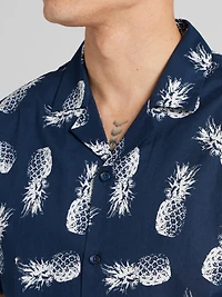 Slim Fit Pineapple Short Sleeve Camp Shirt