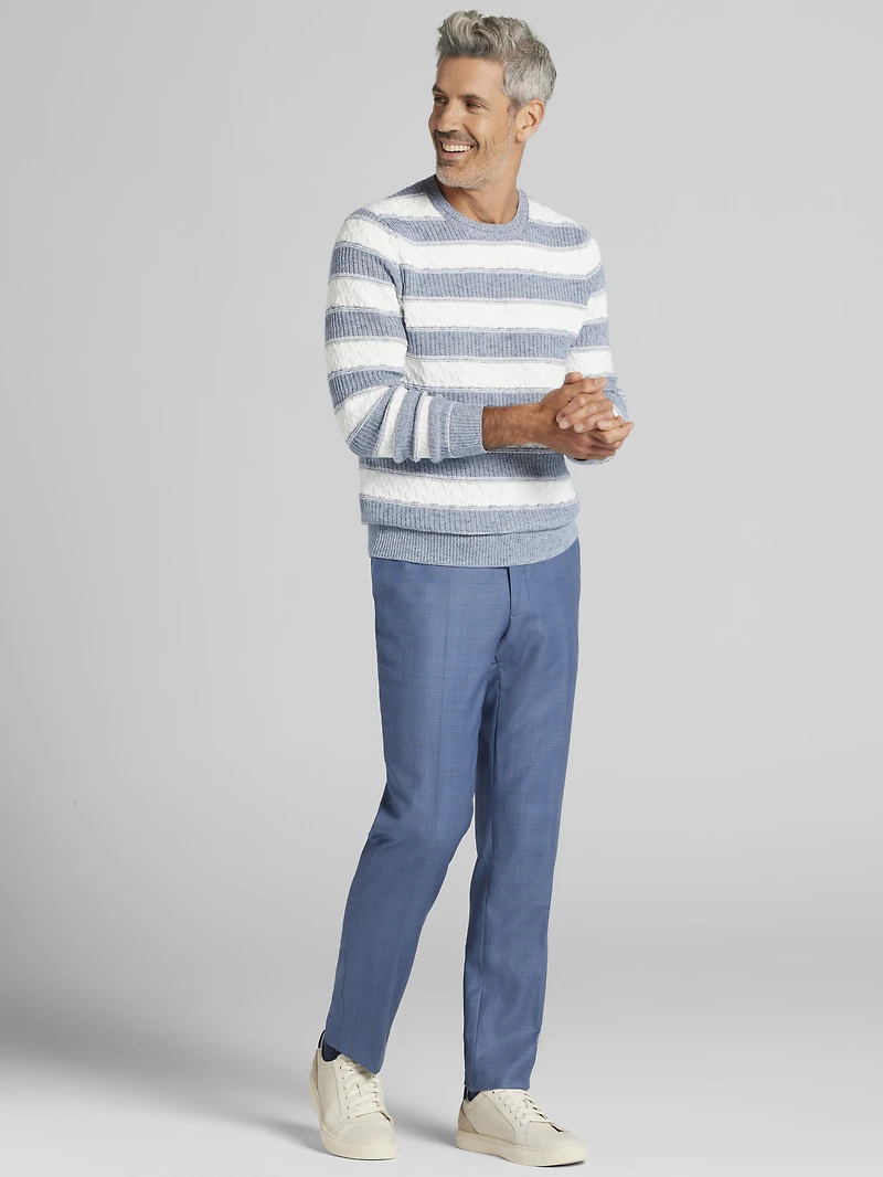 Modern Fit Striped Crew Neck Sweater