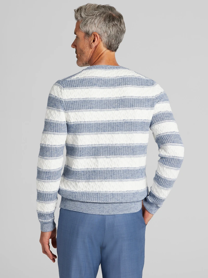 Modern Fit Striped Crew Neck Sweater