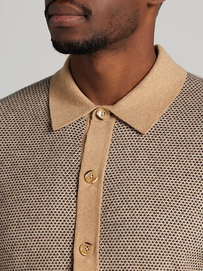Modern Fit Jacquard Shirt Front Sweater