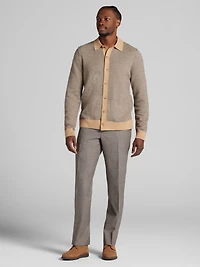 Modern Fit Jacquard Shirt Front Sweater