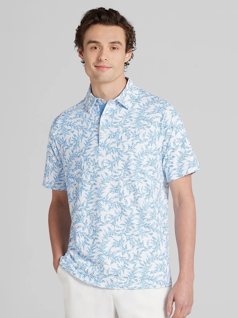 Regular Fit Leaf Pattern Golf Polo