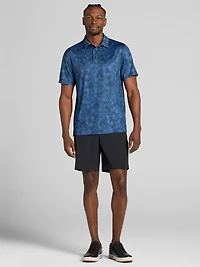 Regular Fit Linear Botanical Print Short Sleeve Golf Polo