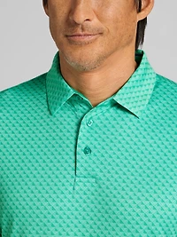 Regular Fit Linear Geometric Print Short Sleeve Golf Polo