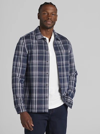 Modern Fit Plaid Knit Overshirt