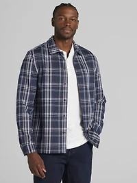 Modern Fit Plaid Knit Overshirt