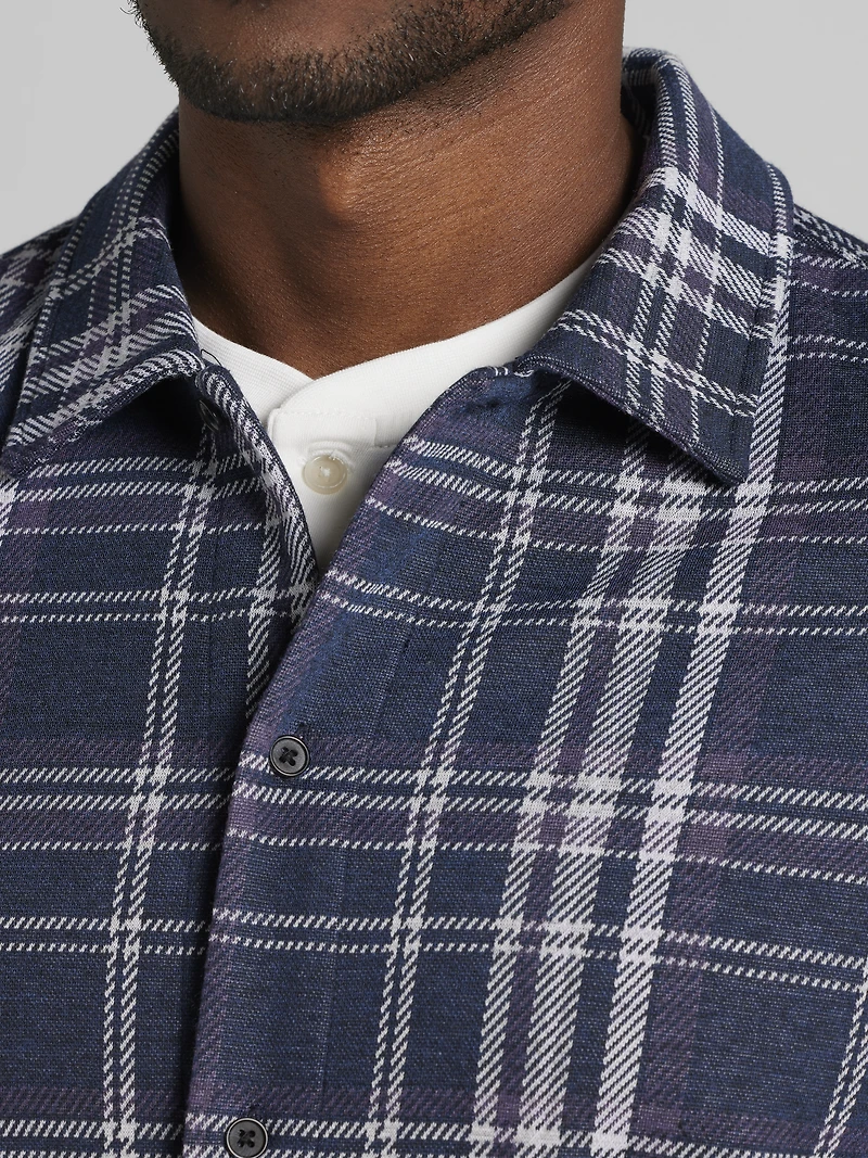Modern Fit Plaid Knit Overshirt