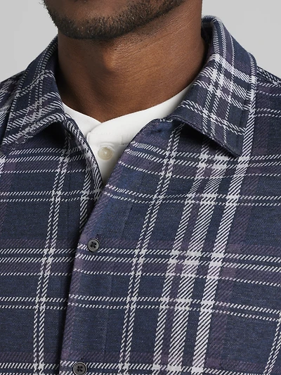 Modern Fit Plaid Knit Overshirt