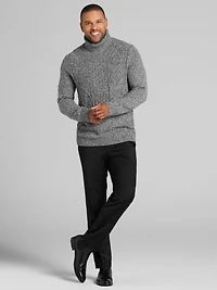 Modern Fit Cable Knit Turtleneck Sweater