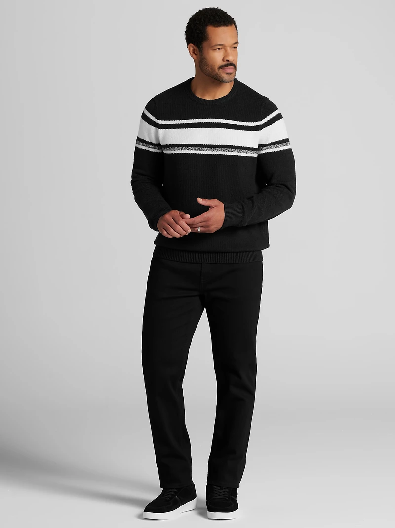 Modern Fit Chest Stripe Crewneck Sweater