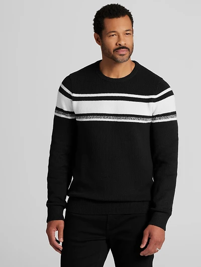 Modern Fit Chest Stripe Crewneck Sweater
