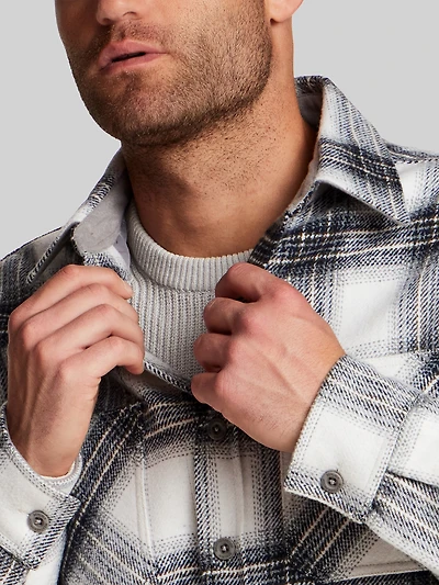Regular Fit Faux Wool Lined Shirt Jacket