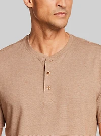 Regular Fit Suede Microstripe Short Sleeve Henley