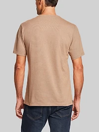 Regular Fit Suede Microstripe Short Sleeve Henley